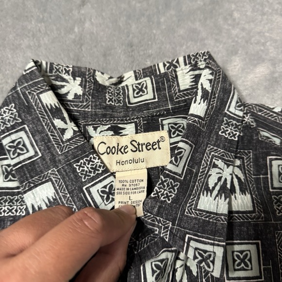 Vintage Cooke Street Tropical Palm Tree Floral Hawaiian Shirt Mens Large - Picture 3 of 7